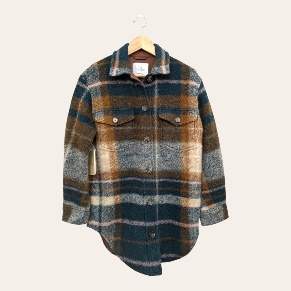 🤎💚💙 Wilfred Free Ganna Relaxed Wool Shirt Jacket XS - NWT Perfect Conditon